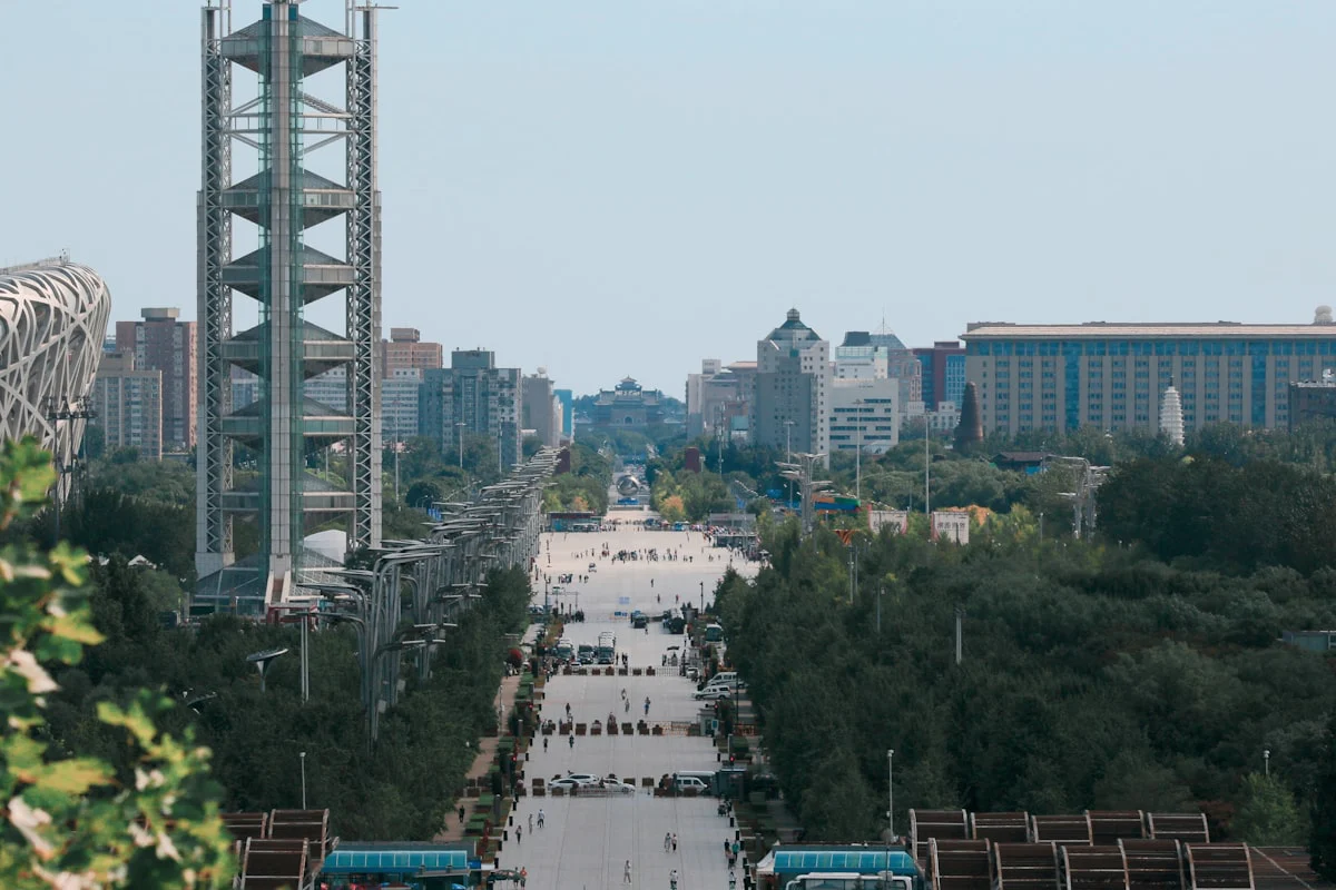 A view of a city from a bridge