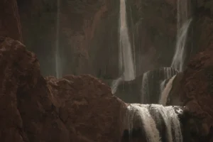 a waterfall in a cave